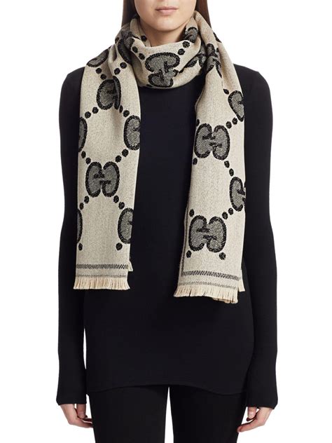 gucci gg jacquard wool scarf|gucci wool scarf sale.